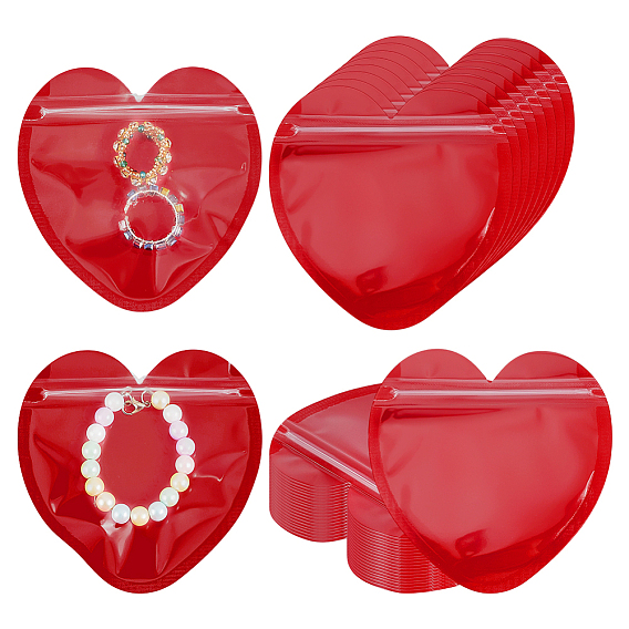 300шт. пакеты с застежкой-молнией для упаковки OPP, с чистым окном, верхние пакеты с самозапечатыванием, сердце