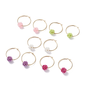 Grandes créoles à perles boule, boucles d'oreilles en verre imitation perle pour femme