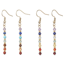 Круглые серьги-подвески из натуральных драгоценных камней, с 304 нержавеющей стали серьги крючки, золотые