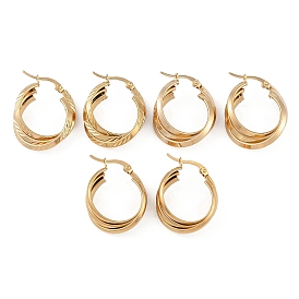 PVD Vacuum Plating 201 Stainless Steel Hoop Earrings, with 304 Stainless Steel Pin