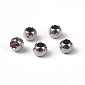 202 Acier inoxydable perles d'espacement, accessoires en métal pour fournitures de fabrication de bijoux, ronde