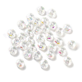 Гальванические стеклянные бусины, с покрытием AB цвета, граненые, рондель