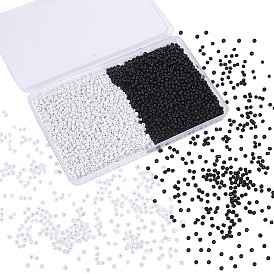 6/0 Glass Seed Beads, Opaque Colours Seed, Round, Black & White