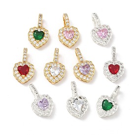 Латунные микро проложить кубического циркония подвески, сердце прелести, настоящее 18k позолота/серебро