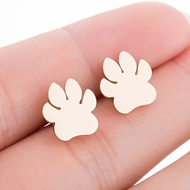 Fashionable Dog Paw Stainless Steel Earrings - Cute Animal Footprint Jewelry