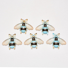 Transparent Acrylic Pendants, with Plated Bottom, Bees