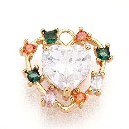 Латунные микро проложить кубического циркония прелести, сердце