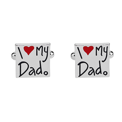Father's Day Gift Word I Love My Dad Alloy Cufflinks, Square