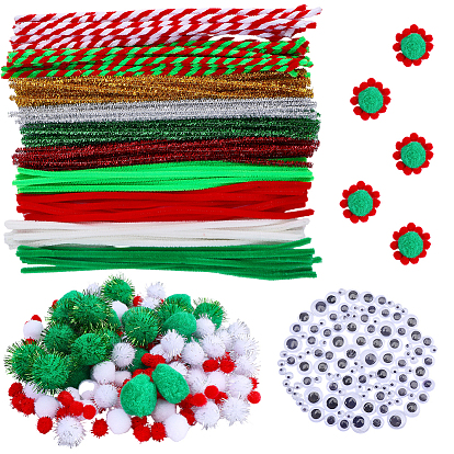 Набор ювелирных изделий diy, включая пряжу с помпонами, шарики с помпонами, глаза кабошоны, плюшевые палочки, плюшевые палочки