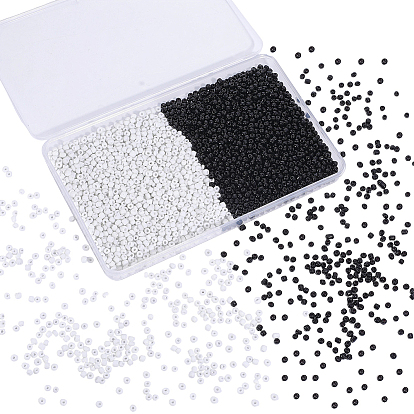 6/0 Glasperlen, opaken Farben Saatgut, Runde, black & white