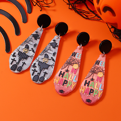 Хэллоуин милые мультяшные серьги-гвоздики с тыквой-призраком