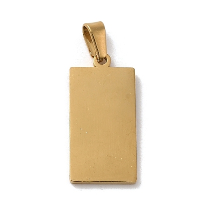Vacuum Plating 304 Stainless Steel Stamping Blank Tag Pendants, Rectangle Charm