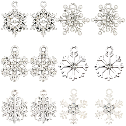 36шт 6 стили подвески со стразами из сплава, прелести снежинки