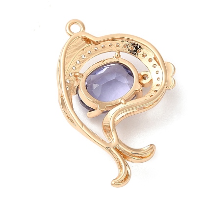 Brass with K9 Glass & Rhinestone Pendants, Light Gold, Fish Charms