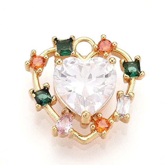 Латунные микро проложить кубического циркония прелести, сердце