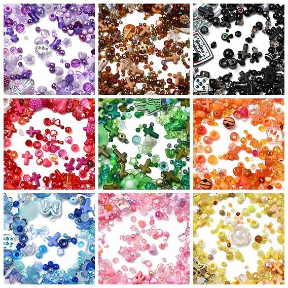 Opaque & Transparent Acrylic Beads, Mixed Shapes
