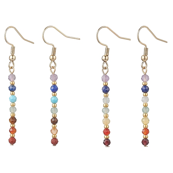 Круглые серьги-подвески из натуральных драгоценных камней, с 304 нержавеющей стали серьги крючки, золотые