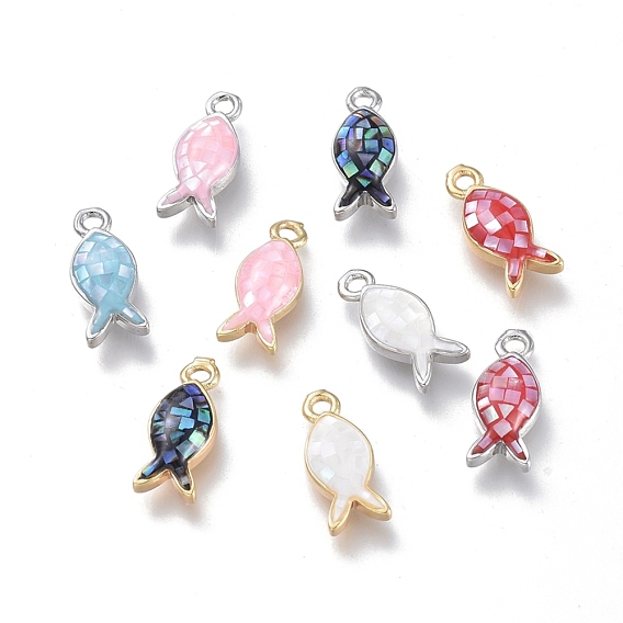 Натуральные раковины, с латунной фурнитурой , рыба