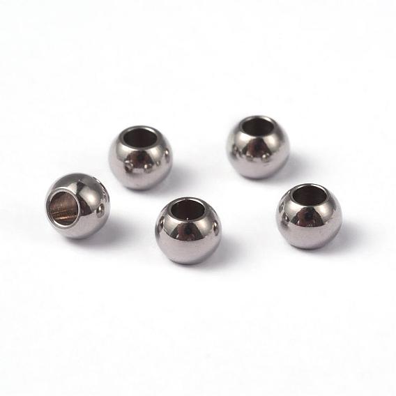 202 Stainless Steel Spacer Beads, Metal Findings for Jewelry Making Supplies, Round