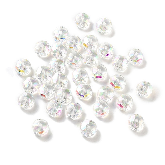 Гальванические стеклянные бусины, с покрытием AB цвета, граненые, рондель