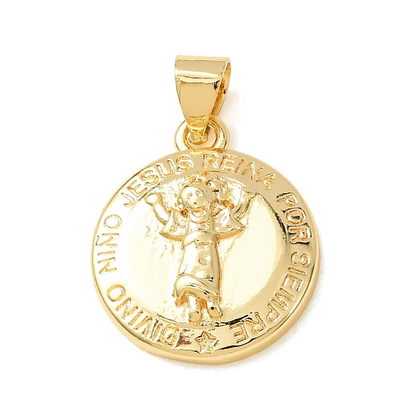 Brass Pendants, Flat Round with Child Jesus Charms
