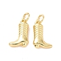 Rack Plating Brass Charms, with Jump Ring, Long-Lasting Plated, Cadmium Free & Lead Free, Boot