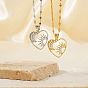 Великолепное латунное сердце с микропаве из прозрачных кубических цирконий с подвеской в виде луны и солнца, элегантные модные ожерелья