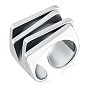 925 Sterling Silver Multi Layered Rectangle Open Cuff Ring, Chunky Wide Ring for Women