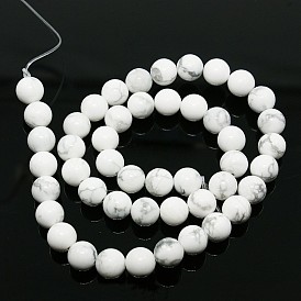 Синтетические Howlite круглые пряди из бисера, 8 мм, отверстие : 1 мм, около 49 шт / нитка, 15.5 дюйм