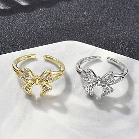 Латунные микро проложить манжеты кольца кубического циркония, без кадмия, без никеля и без свинца, бантом