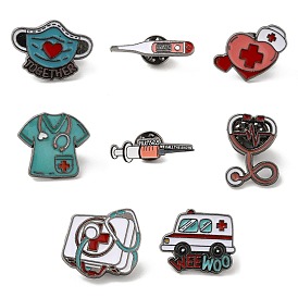 Medical Theme Enamel Pins, Gunmetal Alloy Badge for Women, Stethoscope
/Ambulance/Face Mask