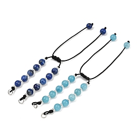 Изготовление браслета из полиэфирного шнура с круглыми бусинами из натурального драгоценного камня, с кольца прыжок из латуни, платина