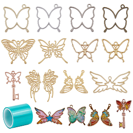 Alloy Open Back Bezel Pendants, For DIY UV Resin, Epoxy Resin, Pressed Flower Jewelry, Mixed Shape