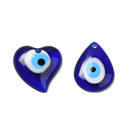 Evil Eye Resin Pendants, Translucent Blue Lucky Eye Charms
