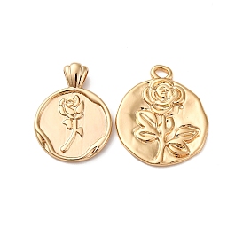 Латунные подвески, без кадмия, без никеля и без свинца, плоско-круглые с розой 
