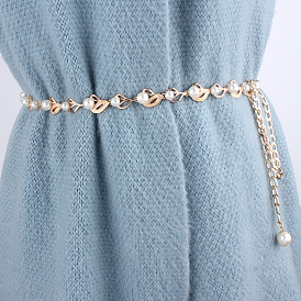 Лист сплава и пластика жемчужные звенья цепи талии живота цепи для женщин, белые