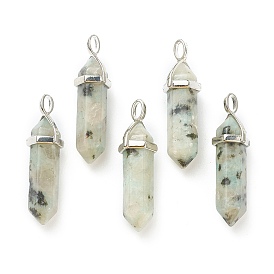 Natural & Synthetic Gemstone Pointed Pendants, with Platinum Tone Brass Findings, Bullet