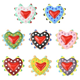 8 шт. 8 цвета окрашенные стеклянные бусины бугорчатые бусины сердце, с эмалью
