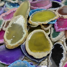 Pendentifs en agate naturelle drue, pépites charmes