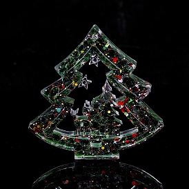 Orgonite Christmas Tree Resin Energy Generators, Reiki Natural Lampwork Chips Inside for Home Office Desk Decoration