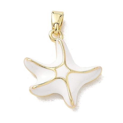 Colgantes de esmalte de bronce, encantos de estrellas de mar, chapado en rack, larga duración plateado, sin plomo y cadmio, real 18 k chapado en oro