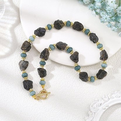 Collares con cuentas redondas de iolita natural en bruto y jade blanco teñido., con 304 cierres de palanca de acero inoxidable