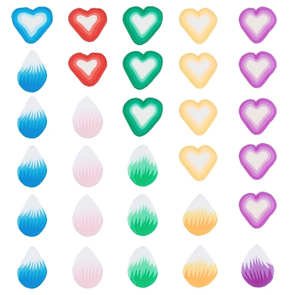 2000Pcs 10 Styles Handmade Polymer Clay Cabochons, Fashion Nail Art Decoration Accessories, Petal & Heart