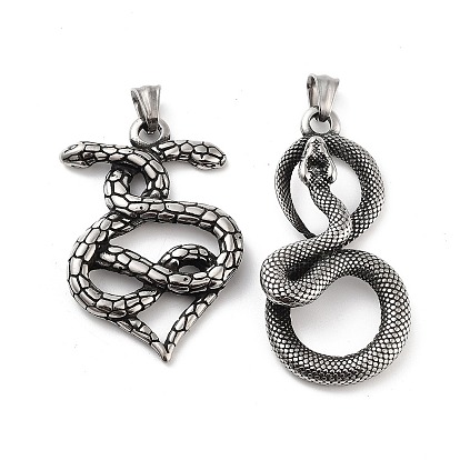 Ретро 304 из нержавеющей стали большие кулоны, очарование змеи