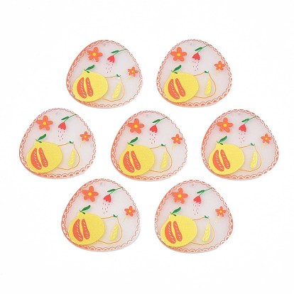 Autumn Theme Transparent Printed Acrylic Pendants, Triangle with Grapefruit Pattern
