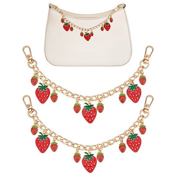 2 шт. сплав эмали красный клубничный шарм алюминиевая сумка декоративные цепочки, с поворотными застежками сплава