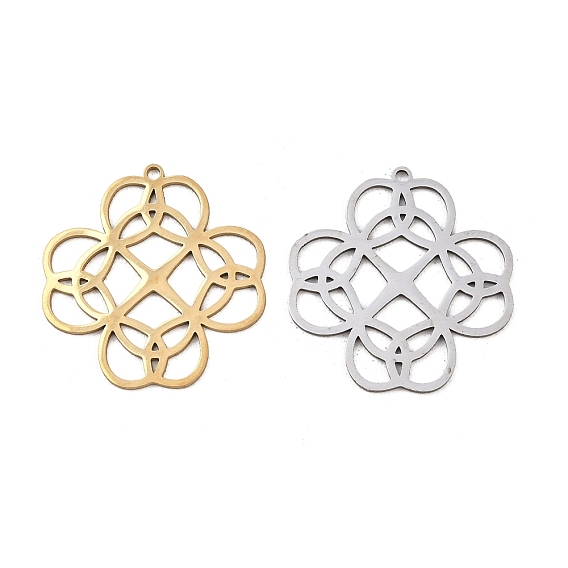 Полые 201 из нержавеющей стали кулоны, клевер очарование