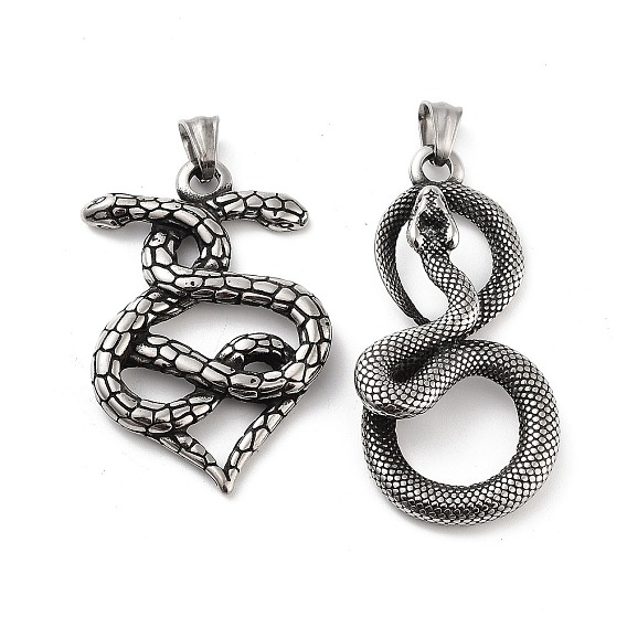Ретро 304 из нержавеющей стали большие кулоны, очарование змеи