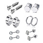 6 Pairs 6 Style Cubic Zirconia Stud & Hoop Earrings, Flat Round & Ring & Ball 316 Surgical Stainless Steel Earrings for Women