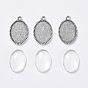 DIY Pendant Making, with Tibetan Style Alloy Pendant Cabochon Settings and Transparent Oval Glass Cabochon